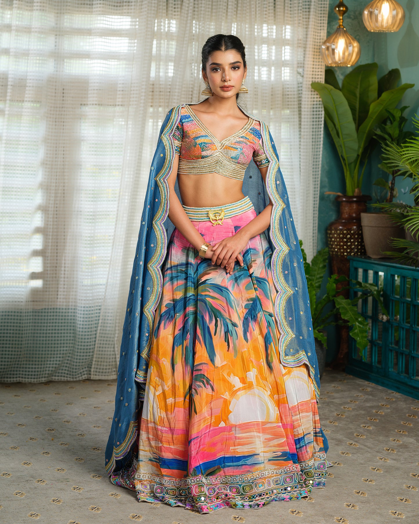 The sky Is Pink Lehenga Set